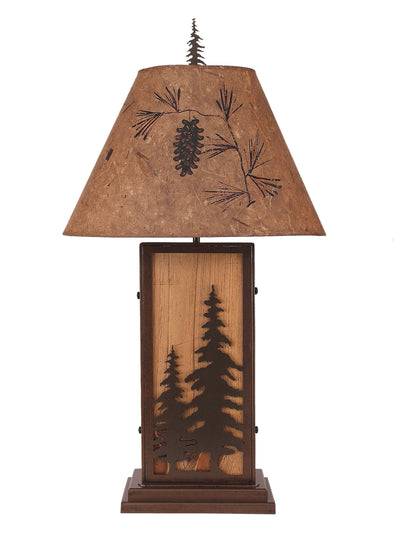 Feather Tree Iron / Wood Table Lamp