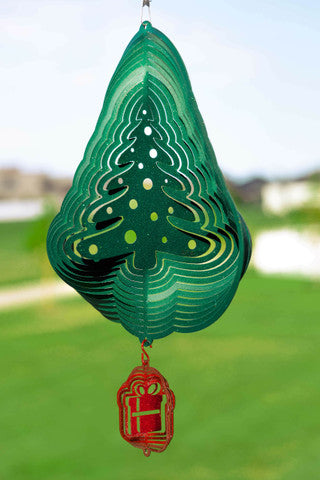 Christmas Tree Design Metal Wind Spinner Combo