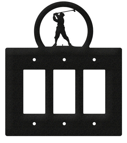 Golfer Design Triple Rocker Switch Plate Cover