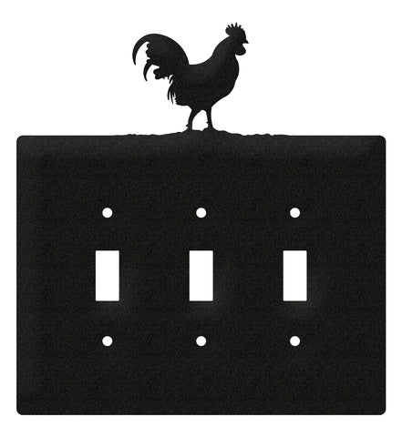 Rooster Triple Toggle Switch Plate Cover