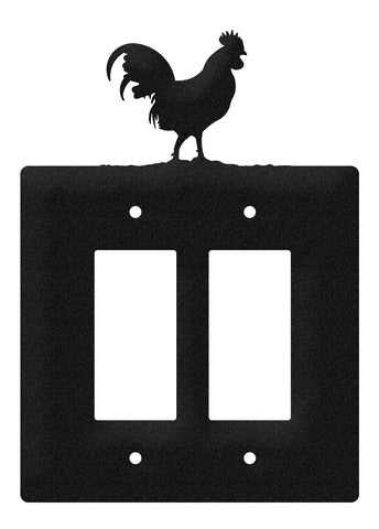 Rooster Double Rocker Switch Plate Cover