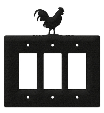 Rooster Triple Rocker Switch Plate Cover