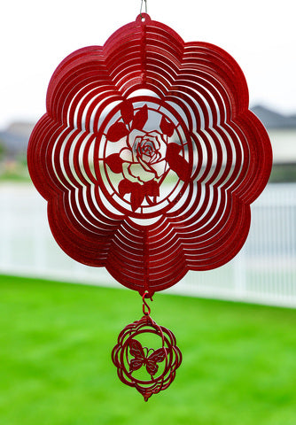 Rose Design Metal Wind Spinner