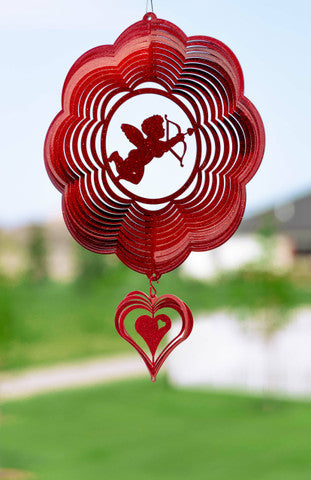 Cupid Valentine Design Metal Wind Spinner Combo