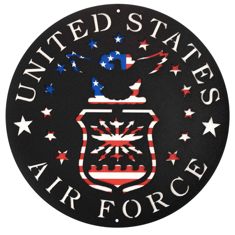 United States Air Force Round Metal Wall Art