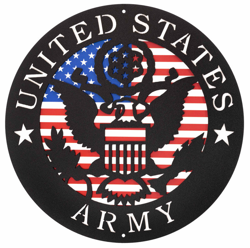 United States Army Round Metal Wall Art