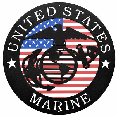 United States Marine Corps Round Metal Wall Art