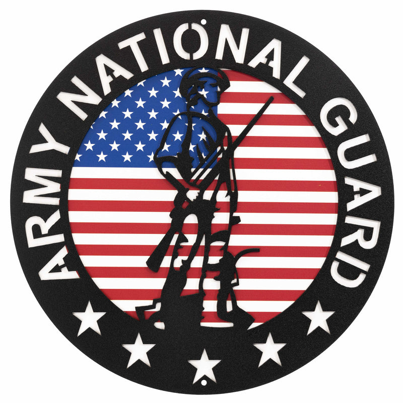Army National Guard Round Metal Wall Art