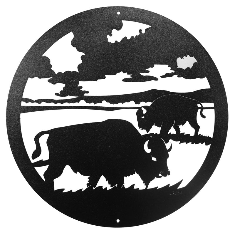 Bison / Buffalo Round Metal Wall Art