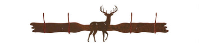 White Tail Deer Design 4 Hook Wall Coat Rack