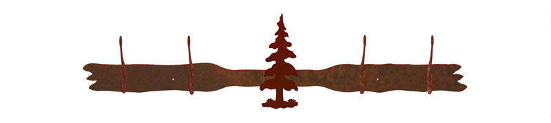 Single Pine Tree Design 4 Hook Wall Coat Rack