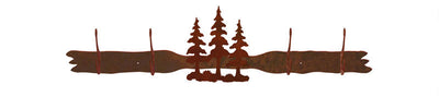 Triple Pine Tree Design 4 Hook Wall Coat Rack