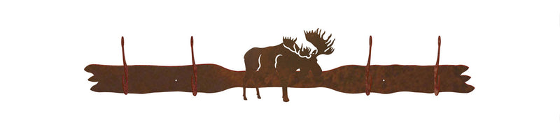 Bull Moose Design 4 Hook Wall Coat Rack