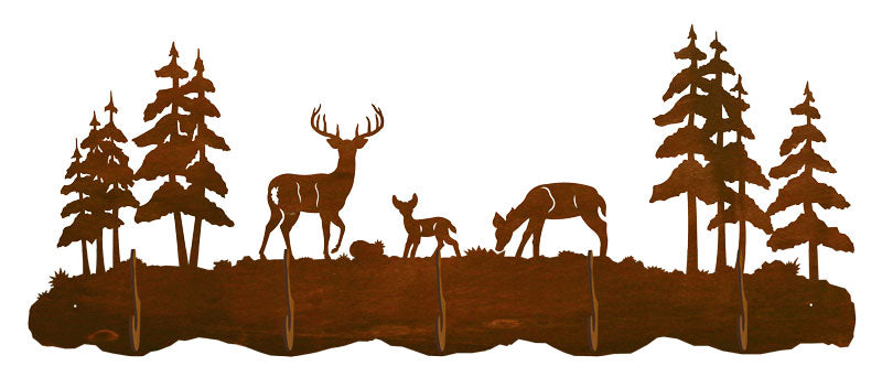 Deer Family Design 5 Hook Metal Wall Coat Rack