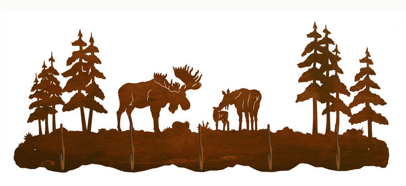 Moose Family Design 5 Hook Metal Wall Coat Rack – Inspired by the Outdoors