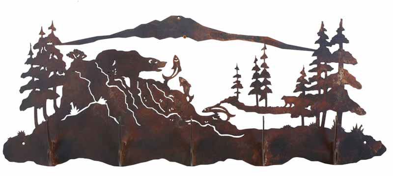 Fishing Bear Design 5 Hook Metal Wall Coat Rack – Inspired by the Outdoors  / Webco Enterprises, LLC