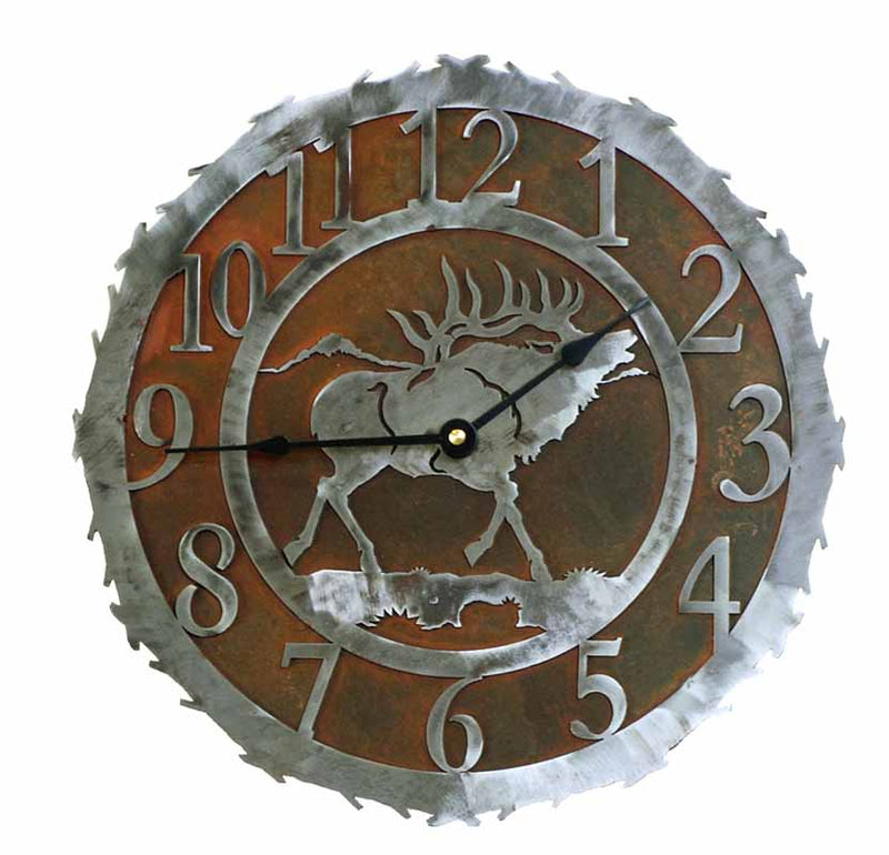Bull Elk Design Metal Wall Clock