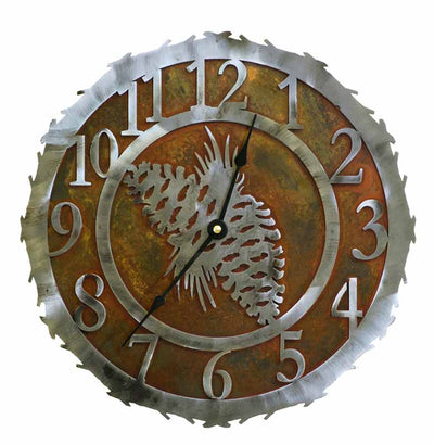 Pine Cone Design Metal Wall Clock - Inspired by the Outdoors