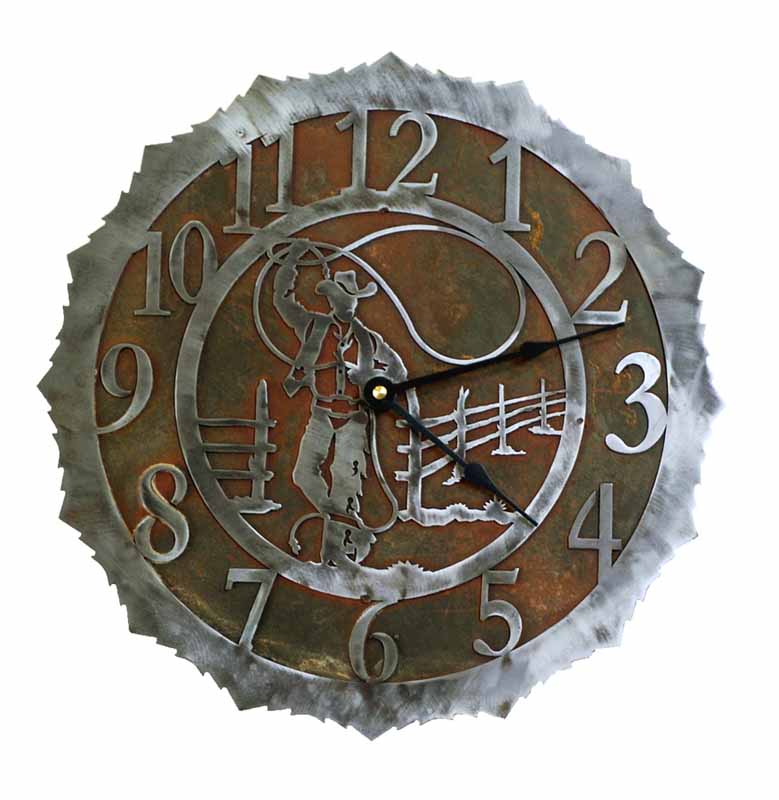 Cowboy Roper Design Metal Wall Clock
