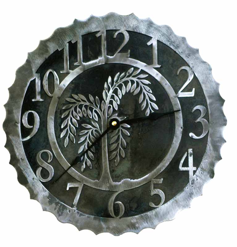 Willow Tree Design Metal Wall Clock