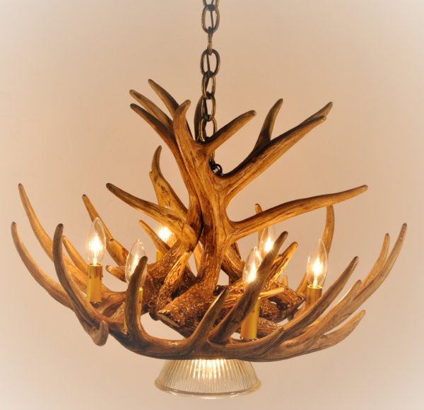 Whitetail Deer 9 Cascade Antler Reproduction Chandelier with Downlight