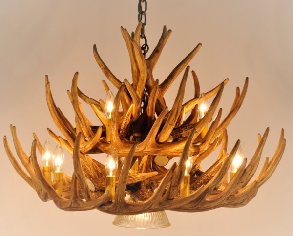 Whitetail 21 Antler Cascade Reproduction Chandelier with Down Light