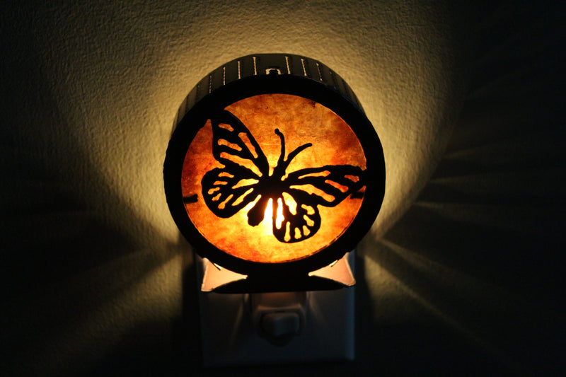 Round Butterfly Design Metal Nightlight
