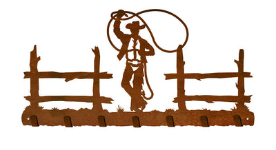 Roping Cowboy Rustic Metal Key Chain Hook