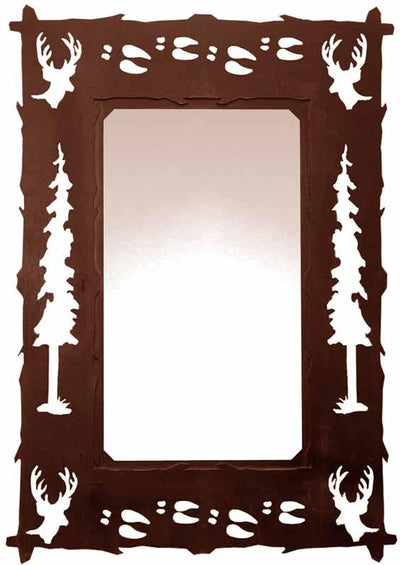 36" Buck Deer Design Vertical Metal Wall Mirror