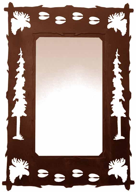 36" Moose Design Vertical Metal Wall Mirror