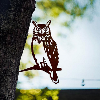 Great Horned Owl Metal Tree Spike