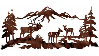 Elk Family 57 Inch Metal Wall Art