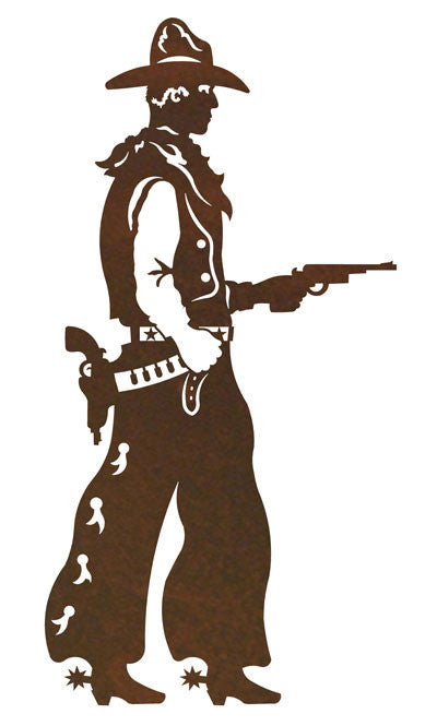 Pistol Cowboy 30" Rustic Western Metal Decor