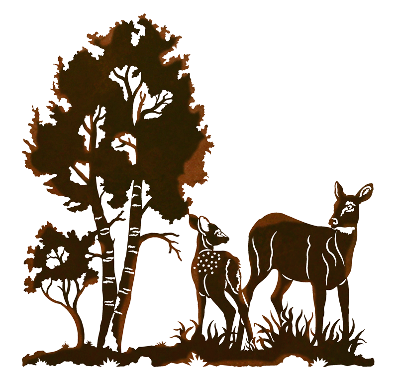 Doe and Fawn 30" Metal Wall Art