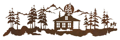 Cabin with Pines 42" Rustic Metal Wall Decor
