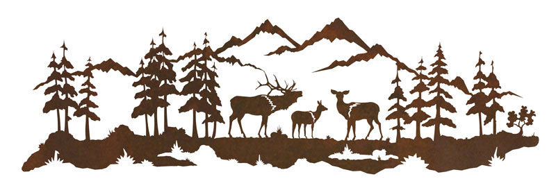 Elk Family 42" Metal Wall Art