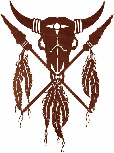 Native American Buffalo Skull 42" Southwest Metal Wall Art