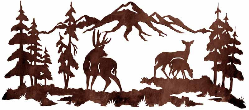 Deer Family 57" Metal Wall Art