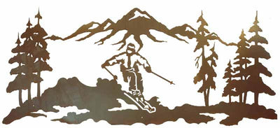 Skier Scenic 57 Inch Metal Wall Art