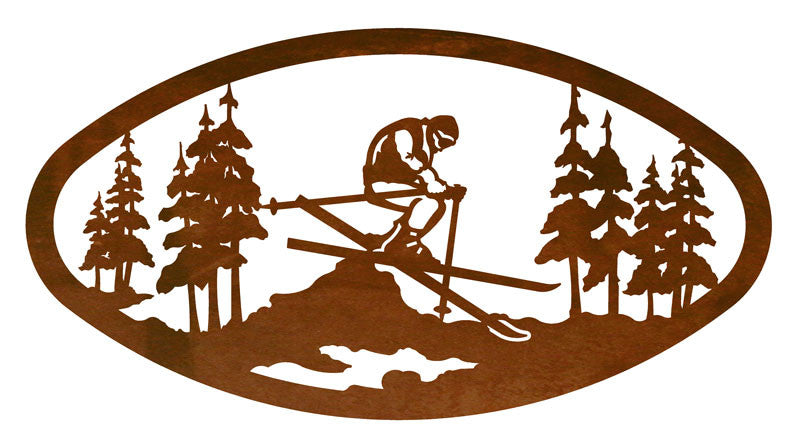 Skier in the Pines Rustic Metal Decor