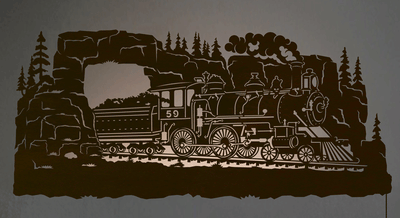 42" Steam Locomotive Backlit Metal Wall Art