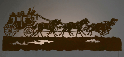 42" Stage Coach Backlit Metal Wall Art