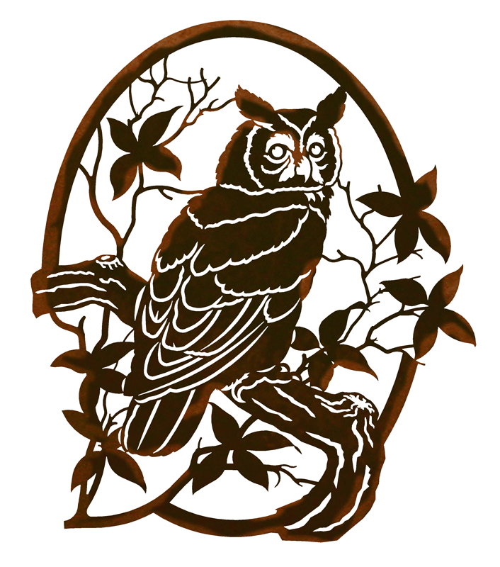 Horned Owl Design 26" Metal Wall Art