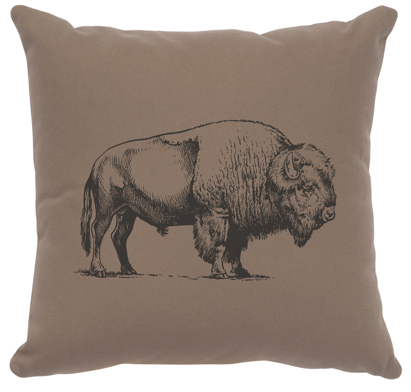 Buffalo Taupe Color Cotton Throw Pillow