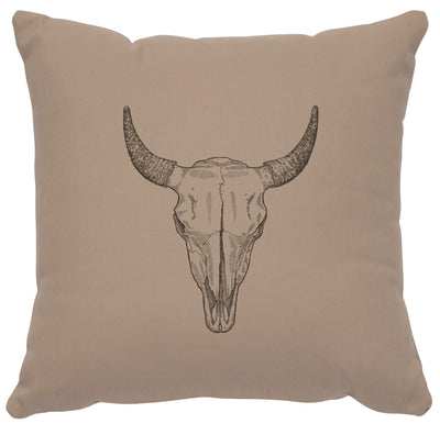 Bull Skull Alabaster Color Cotton Throw Pillow