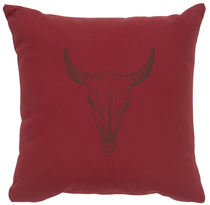 Bull Skull Brick Color Cotton Throw Pillow