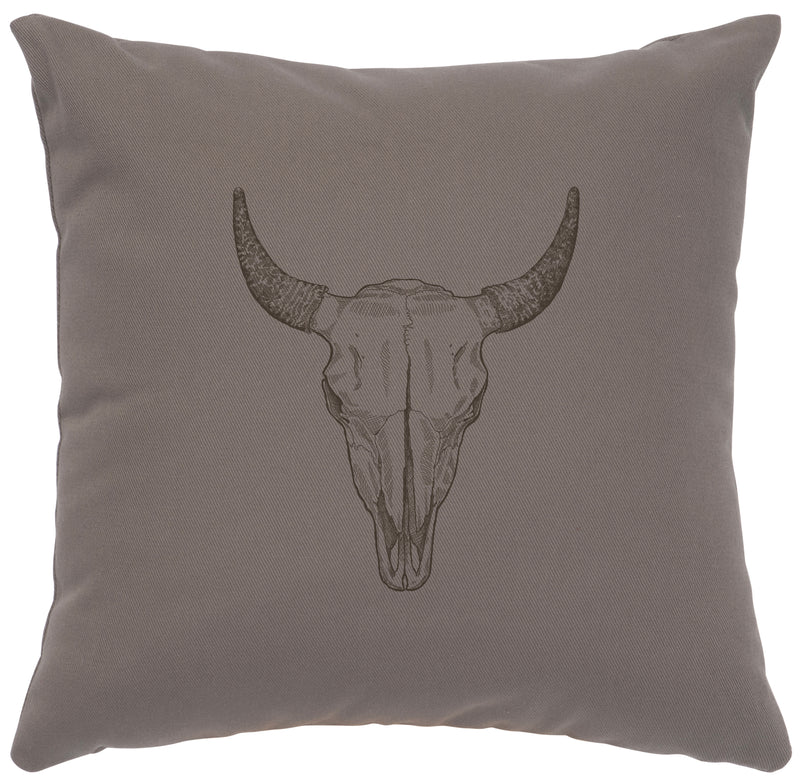 Bull Skull Chrome Color Cotton Throw Pillow