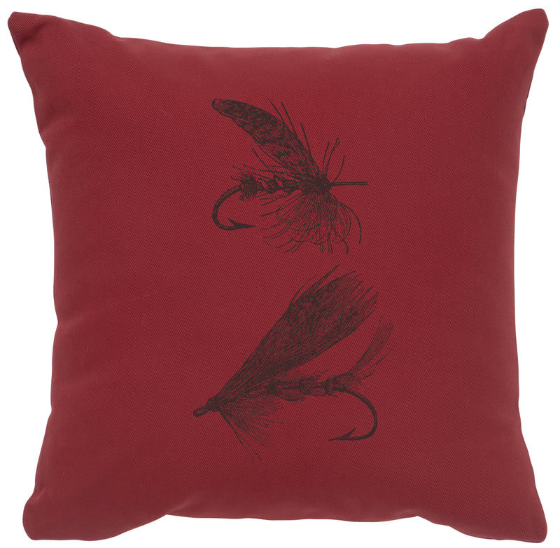 Fishing Fly Brick Color Cotton Throw Pillow
