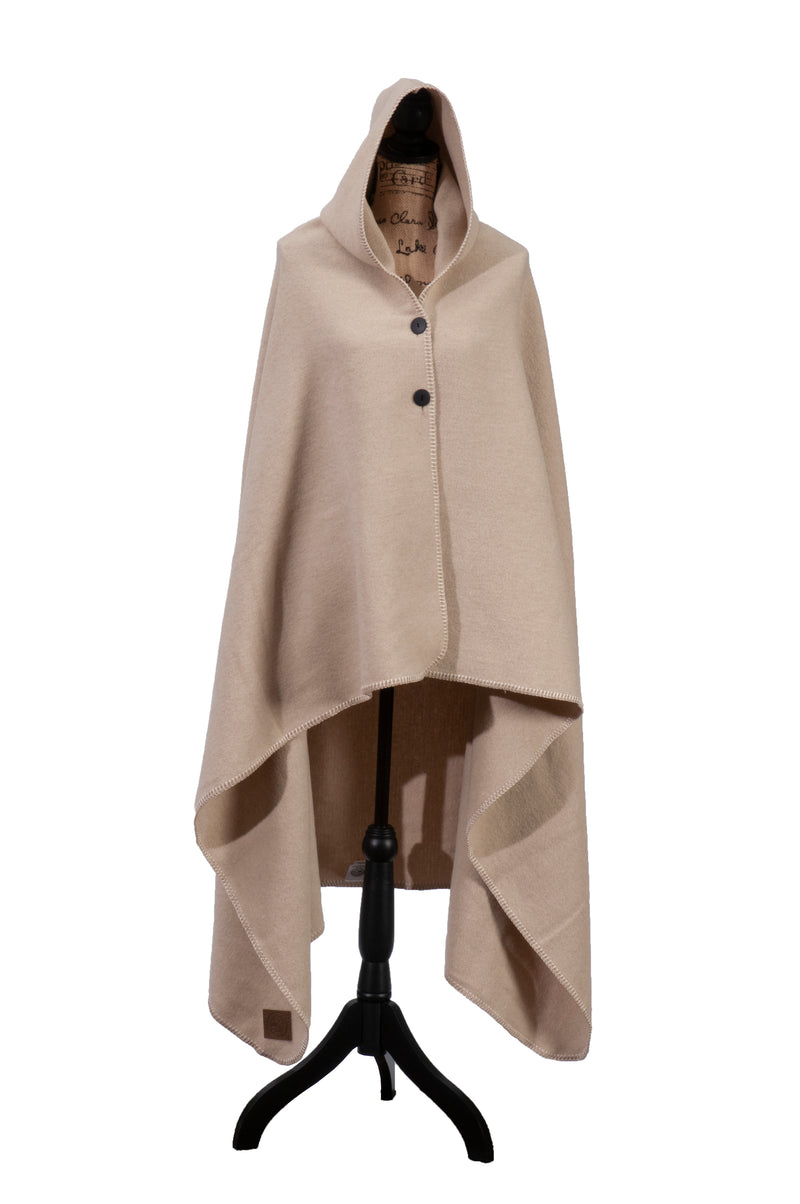 Solid Creme Wearable Hooded Throw