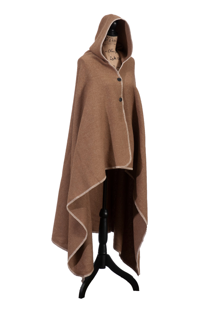 Solid Camel Wearable Hooded Throw